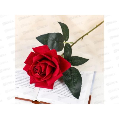 Цветы искусственные 55см Роза нежный бархат красный 4642694