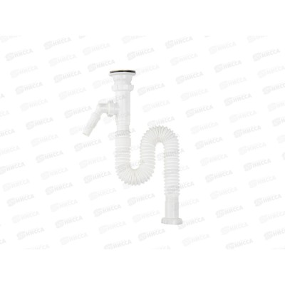 Гофросифон 1 1/2&quot*40/50 с отводом для стиральной машины с пластиковой решеткой, PF303 *60