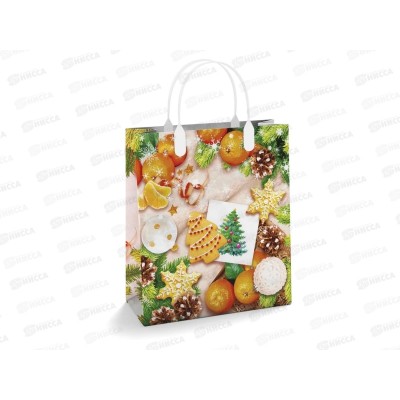 Сумочка пластиковая мягкий Новый Год 23*27 Зимний орнамент *40