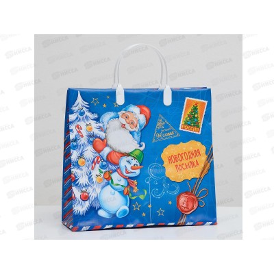 Сумочка пластик мягкий Новый Год 30*30 Северная бандероль *40