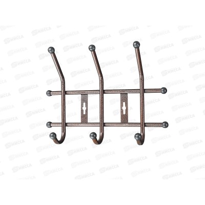 Вешалка для одежды 3 крючка бронза ВТ-3В *6 Вешалка для одежды 3 крючка бронза ВТ-3В *6