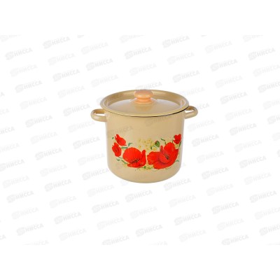 Кастрюля 5,5л цилиндрическая декорированная палевая с пластмассовой кнопкой С1617.3П *4