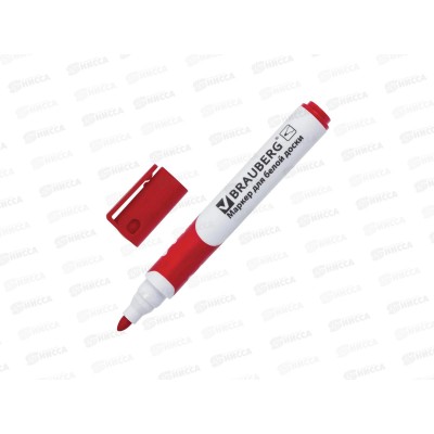 Маркер для доски  BRAUBERG Soft 5мм, красный спиртовая основа 151250*12 Маркер для доски  BRAUBERG Soft 5мм, красный спиртовая основа 151250*12