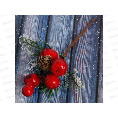 Декор "Зимнее очарование" шишка ягоды зелень 18см 5046894 Декор "Зимнее очарование" шишка ягоды зелень 18см 5046894