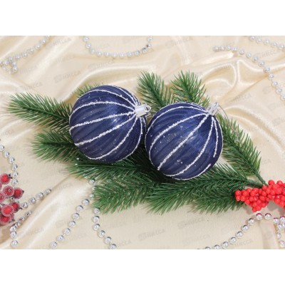 Набор шаров 2шт, 8см, "Серебр. нити"  темно-синий, SY19QJFB-465  АТМ Набор шаров 2шт, 8см, "Серебр. нити"  темно-синий, SY19QJFB-465  АТМ