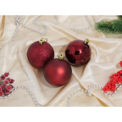 Набор шаров 3шт, d 7см, цвет: бургунди, SY16QJHB192-7-7  АТМ Набор шаров 3шт, d 7см, цвет: бургунди, SY16QJHB192-7-7  АТМ