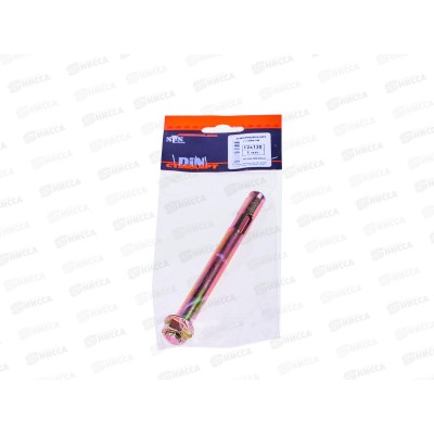 Анкерный болт с гайкой 12*130 1штука, пакетик, СВФС Анкерный болт с гайкой 12*130 1штука, пакетик, СВФС