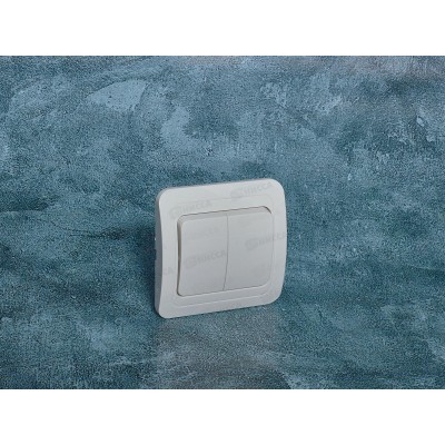 Выключатель скрытой установки 2клавишный Прогресс SLIM, белый *10/200