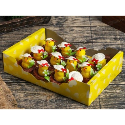 Сувенир пасхальный &quotЦыпа в шляпе в гнезде&quot 4559977 набор 12шт