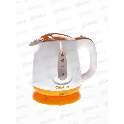 Чайник электрический SA-2347AW 1,0л бело-оранжевый диск