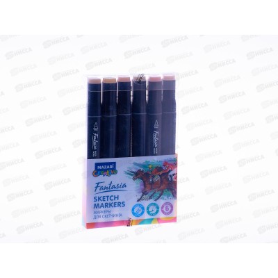 Маркеры MAZARI FANTASIA,д/скетчинг,,6цв, M-15005-6 *12/240 Маркеры MAZARI FANTASIA,д/скетчинг,,6цв, M-15005-6 *12/240