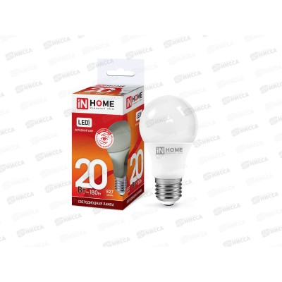 Лампа светодиодная  IN HOME LED-A60-VC 20Вт E27 6500К 1800Лм *100