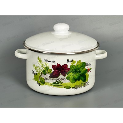 Кастрюля 4,0л эмалированная с рисунком 01-Б1614/4 Базилик *4 Кастрюля 4,0л эмалированная с рисунком 01-Б1614/4 Базилик *4