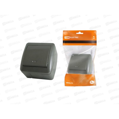 Выключатель TDM 1-клавиша открытая установка, подсветка., IP44 10А серый, "Селигер", 0103 *10 Выключатель TDM 1-клавиша открытая установка, подсветка., IP44 10А серый, "Селигер", 0103 *10