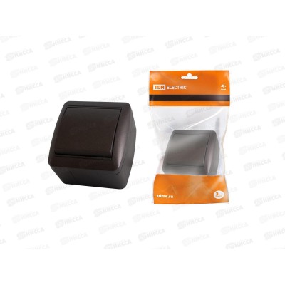 Выключатель TDM 1-клавиша открытая установка, 10А шоколад "Селигер", 0201 *10 Выключатель TDM 1-клавиша открытая установка, 10А шоколад "Селигер", 0201 *10