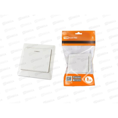 Выключатель TDM 1-клавиша скрытая установка, с подсветкой, 10А белый &quotИльмень&quot, 0003