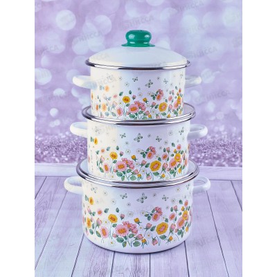 Набор кастрюль Цветочное поле (2+3+4л) 2-3161/7 Набор кастрюль Цветочное поле (2+3+4л) 2-3161/7