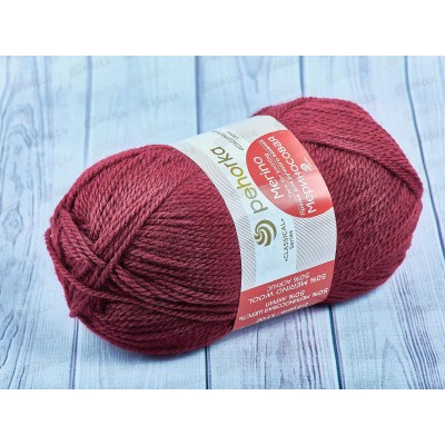 Пряжа Мериносовая 07 Бордовый 100г шерсть50% акр50% Пряжа Мериносовая 07 Бордовый 100г шерсть50% акр50%