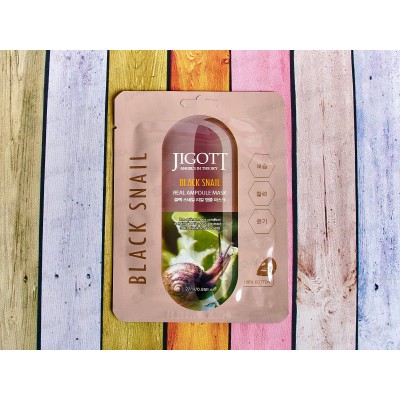 JIGOTT Ампульная тканевая маска для лица BLACK SNAIL 27мл *10 280238 JIGOTT Ампульная тканевая маска для лица BLACK SNAIL 27мл *10 280238