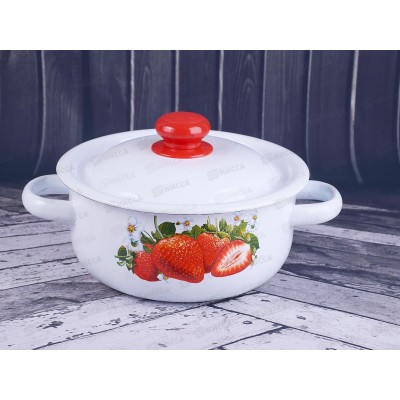 Кастрюля 1,5л цилиндрическая декорированная с пластмассовой кнопкой С1607.3