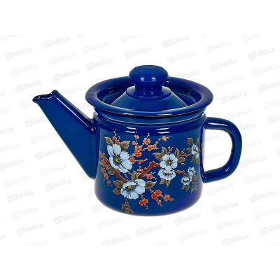 Чайник заварочный 1л декорированный кобальтовый с пластиковой кнопкой С2707.3К