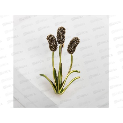 Брошь &quotКамыш&quot зеленый в золоте 4570943