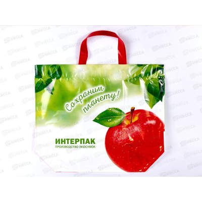 Пакет  сумка Эко Полиэтилен Низкого Давления  50*40 Яблоко *10/100