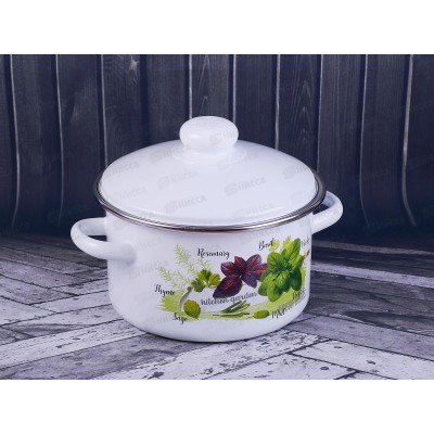 Кастрюля 2,0л эмалированная с рис. 01-1610/4 Базилик *8