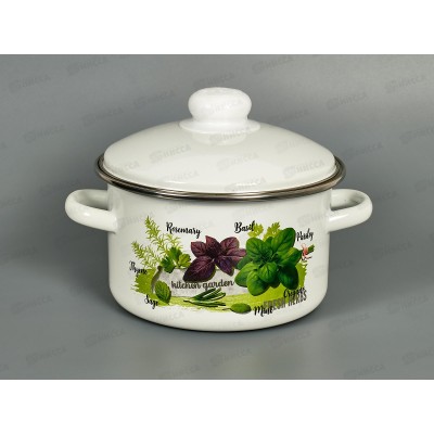 Кастрюля 2,0л эмалированная с рис. 01-1610/4 Базилик *8 Кастрюля 2,0л эмалированная с рис. 01-1610/4 Базилик *8