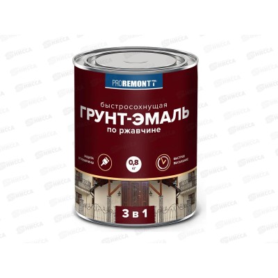 Грунт-эмаль 3в1 PROREMONTT быстросохнущая серая матовая 0,8кг, 8300542 *10 Грунт-эмаль 3в1 PROREMONTT быстросохнущая серая матовая 0,8кг, 8300542 *10