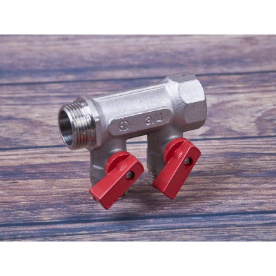 Коллектор резьбовой с шаровыми кранами FМ 3/4x3/4x1/2x2, Aqualink, 02424 *2/30 Коллектор резьбовой с шаровыми кранами FМ 3/4x3/4x1/2x2, Aqualink, 02424 *2/30