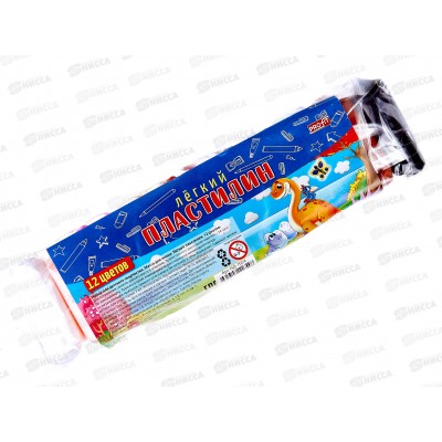 Масса для лепки. Легкий пластилин, 12цв, НД-1654 *160 Масса для лепки. Легкий пластилин, 12цв, НД-1654 *160