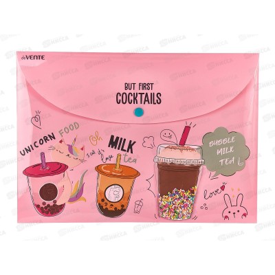 Папка-конверт пластиковая на кнопке deVENTE Unicorn Cocktail розовая 3071105 Папка-конверт пластиковая на кнопке deVENTE Unicorn Cocktail розовая 3071105