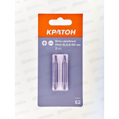 Биты РН2+SL5,5 50мм (2шт) 11202049 Кратон Биты РН2+SL5,5 50мм (2шт) 11202049 Кратон