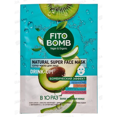 FITO BOMB Маска для лица Увлажнение, Питание, Упругость 25мл *25 FITO BOMB Маска для лица Увлажнение, Питание, Упругость 25мл *25