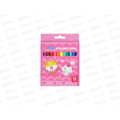 Фломастеры 12 цветов ArtSpace Кот-сластена 26988*12/144 Фломастеры 12 цветов ArtSpace Кот-сластена 26988*12/144