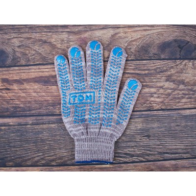 Перчатки хлопчатобумажные с ПВХ Протектор, серый меланж, TDM размер 9 *10/300 Перчатки хлопчатобумажные с ПВХ Протектор, серый меланж, TDM размер 9 *10/300