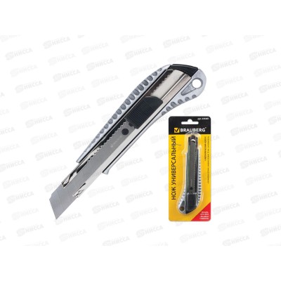 Нож канцелярский BRAUBERG 18мм, металлический корпус 235401*12 Нож канцелярский BRAUBERG 18мм, металлический корпус 235401*12