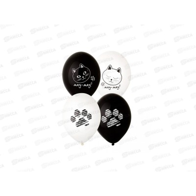 Набор шаров рис+шелк Котики Лапки 36см, 5шт, 1111-1171 Набор шаров рис+шелк Котики Лапки 36см, 5шт, 1111-1171