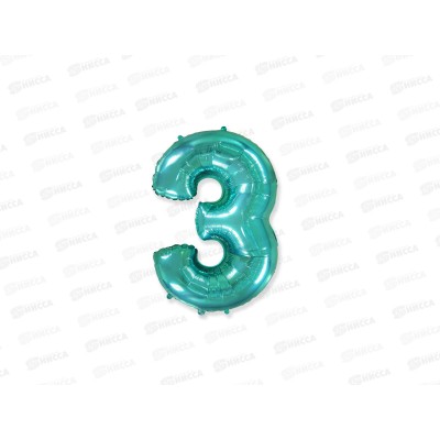 Шар фольга Цифра 3 16" Turguoise, 1206-1224  *5 Шар фольга Цифра 3 16" Turguoise, 1206-1224  *5