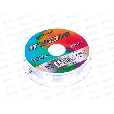 Леска Namazu "Irida", L-100м, d-0,20мм, test-3,30кг, прозрачная Леска Namazu "Irida", L-100м, d-0,20мм, test-3,30кг, прозрачная
