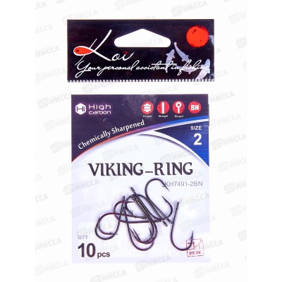 Крючок KOI &quotVIKING-RING&quot р.2 (INT), цвет BN, КН7491-2BN (10шт)
