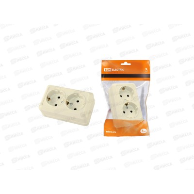 Розетка TDM двойная открытой установки, IP20 16А слоновая кость &quotЛадога&quot, 0020 *10