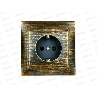 Розетка TDM 16А 250В с защитной шторкой старинная бронза &quotЛама&quot, 0752