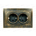 Розетка TDM двойная 16А 250В с защитной шторкой старинная бронза "Лама", 0754 Розетка TDM двойная 16А 250В с защитной шторкой старинная бронза "Лама", 0754