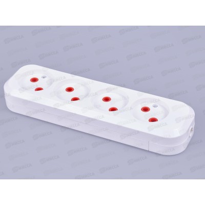 Колодка ПРОГРЕСС без заземления 4вх белая *10/160 Колодка ПРОГРЕСС без заземления 4вх белая *10/160