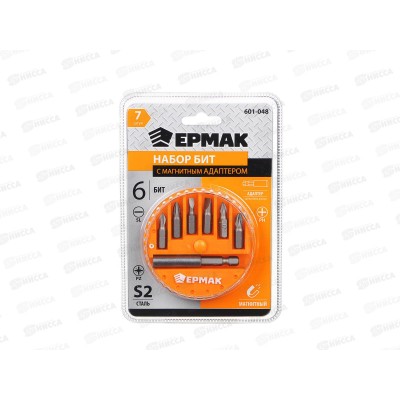 Набор 7предметов ЕРМАК биты, магнитный адаптер, кейс 601-048 г