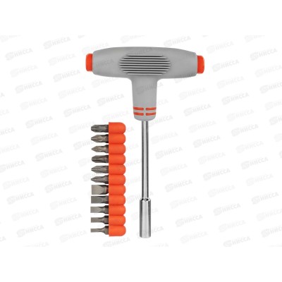 Отвертка ЕРМАК Т-образная с набором бит 11пр 651-137 г