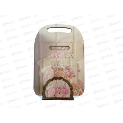 Комплект досок разделочных КМ-1 &quotБукет&quot (2доски,подставка,салфетница)