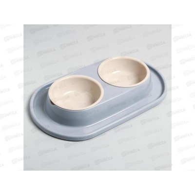 Миска для животных &quotМур-мяу&quot 0,3л двойная серый М8496 *9